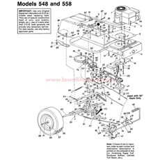 FRONT ENGINE LAWN TRACTORS -- MODEL 548 AND 558 spare parts