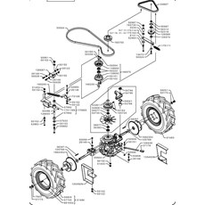 TRANSMISSION BELTS AND REAR WHEEL AXLE (from sn 569601 to sn 577295 from 2013 to 2014) spare parts