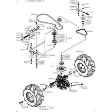 TRANSMISSION BELTS AND REAR WHEEL AXLE (from sn 573928 to sn 602122 from 2013 to 2016) spare parts