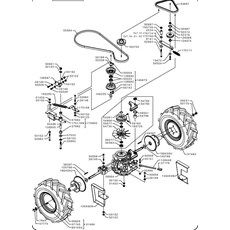 TRANSMISSION BELTS AND REAR WHEEL AXLE (from sn 569601 to sn 577295 from 2013 to 2014) spare parts