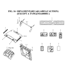 ORNAMENT(402+)&LABEL(CAUTION)(EXCEPT A TYPE)(NO.1-600001-) spare parts