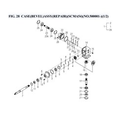 FIG. 28 CASE(BEVEL)ASSY(REPAIR)(SCMA54)(NO.500001-)(1/2) spare parts