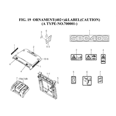 ORNAMENT(402+)&LABEL(CAUTION)(EXCEPT A TYPE)(NO.1-700001) spare parts