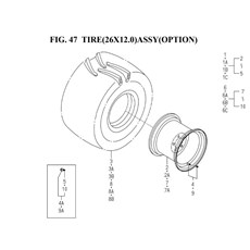 TIRE(26X12.0)ASSY(OPTION)(1739-317-0100) spare parts