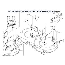 FIG. 16 DECK(MOWER)SYSTEM(SCMA54)(NO.1-50 spare parts