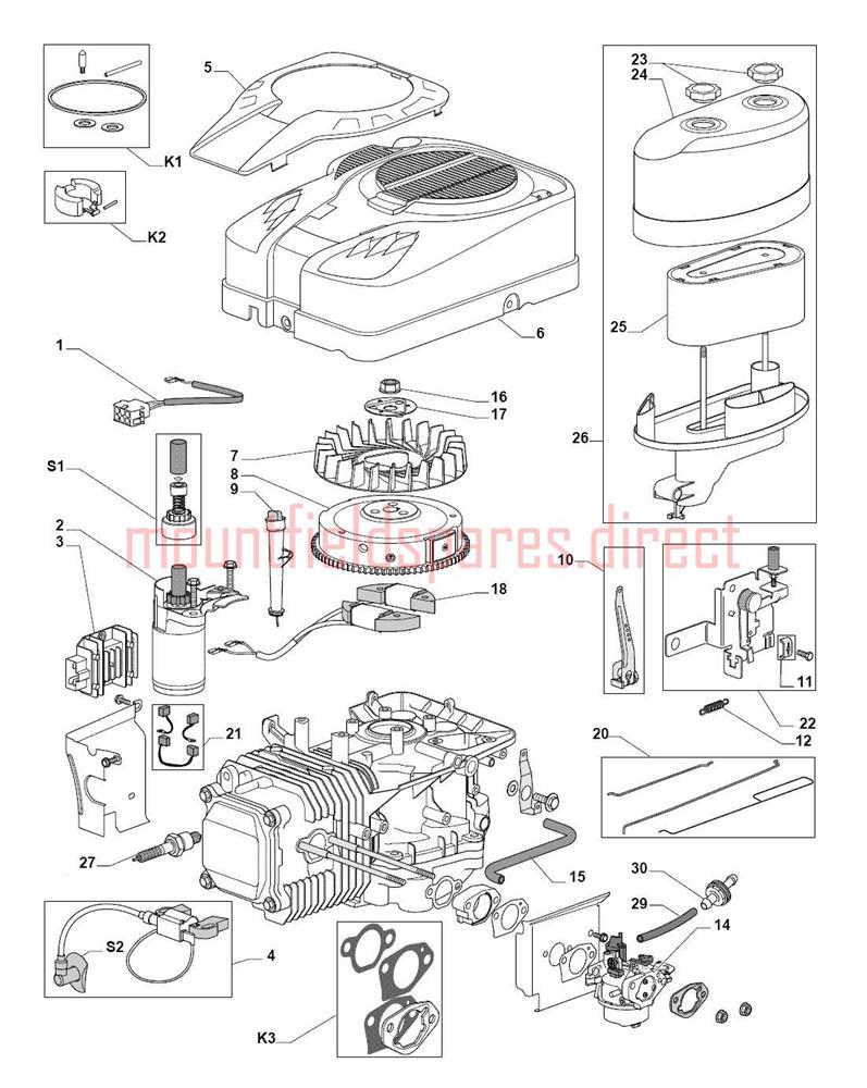 Mountfield starter motor clearance
