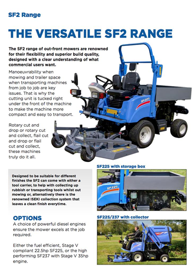 Iseki SF2 Front Cut Ride on Mower Range