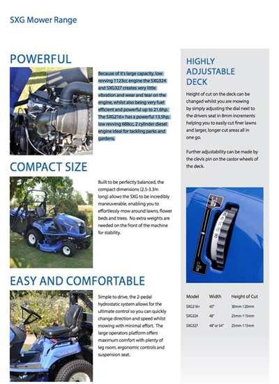 Iseki SXG Ride on Mower Range