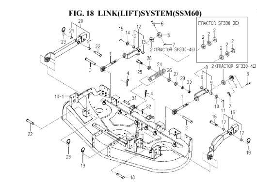 LINK (LIFT) SYSTEM (SSM60) assembly | Iseki PC SSM60-72 For SF310 